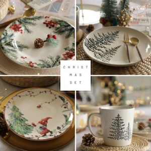 Christmas Plate จานลายซานต้า จานเซรามิคลายคริสต์มาส จานลายต้นคริสต์มาส