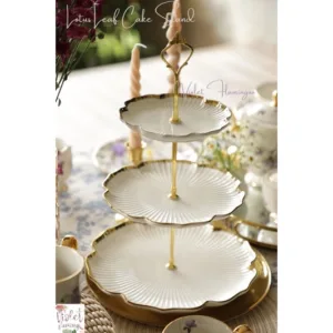 จาน 2 ชั้น / จาน 3 ชั้น Lotus Leaf Cake Stand