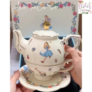 ชุดกาน้ำชาพร้อมแก้วและจานรองรุ่น Alice Tea Set ชุดน้ำชามีตัวกรองชา ชุดน้ำชาเซรามิคลายอลิส