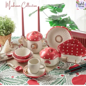 ชุดน้ำชารุ่น Mushroom กาน้ำชาและแก้วพร้อมจานรอง