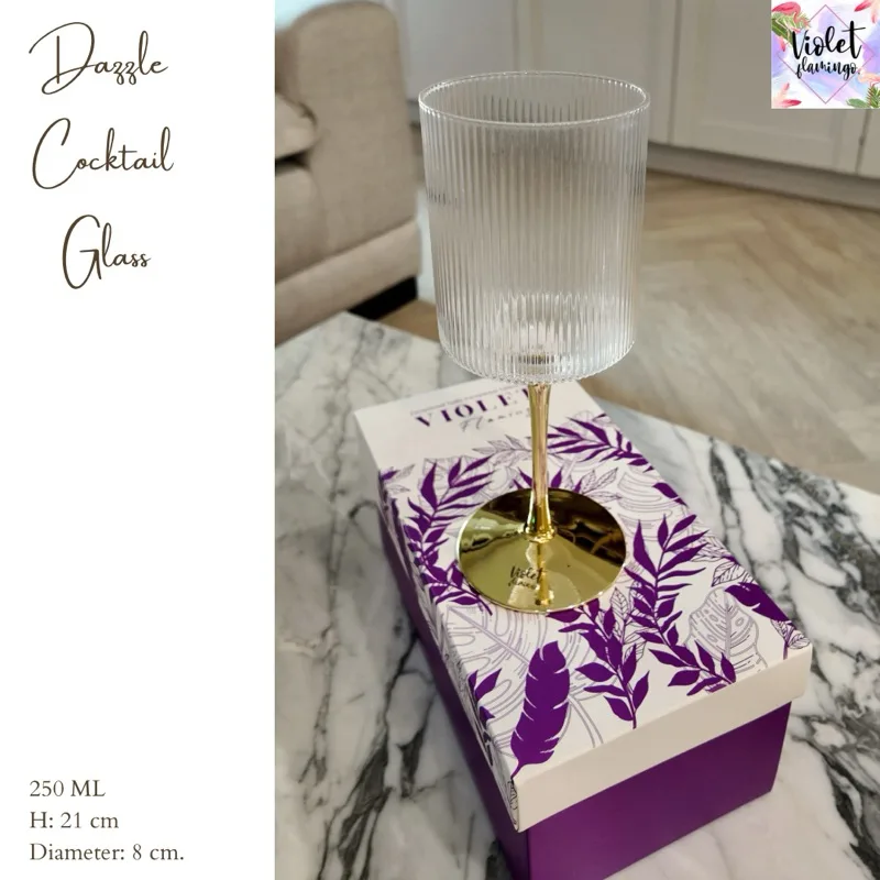 แก้วค็อกเทล รุ่น Dazzle Cocktail Glass แก้วใสก้านทอง แก้วไวน์สุดหรูพร้อมกล่องของขวัญ - Image 9