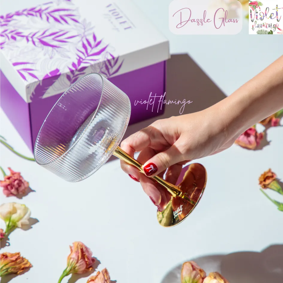 แก้วค็อกเทล รุ่น Dazzle Cocktail Glass แก้วใสก้านทอง แก้วไวน์สุดหรูพร้อมกล่องของขวัญ - Image 5