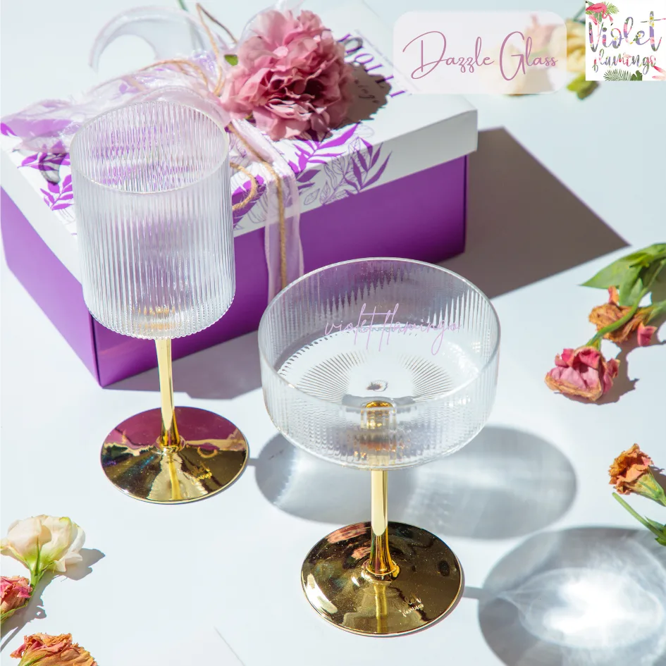 แก้วค็อกเทล รุ่น Dazzle Cocktail Glass แก้วใสก้านทอง แก้วไวน์สุดหรูพร้อมกล่องของขวัญ - Image 3
