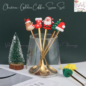 ชุดช้อนส้อมคริสมาสต์ ช้อนกาแฟและส้อมขนม Chirstmas Fork and Spoon ของขวัญปีใหม่